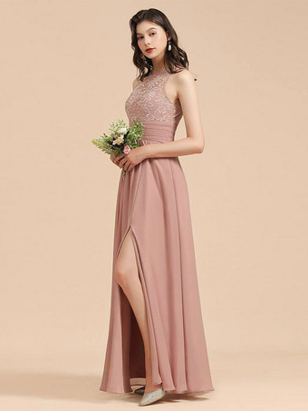 ブライドメイドドレス Aライン マキシレングス ジッパー シフォン フォーマルガウン