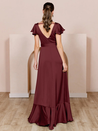 Bridesmaid Dresses Satin Fabric A-Line Floor-Length Wedding Party Dress