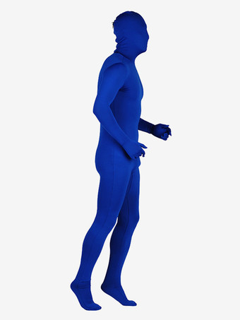 ブルー ブラックユニカラー全身タイツスーツフルボディライクラスパンデックスセクシーなライクラジャンプスーツ