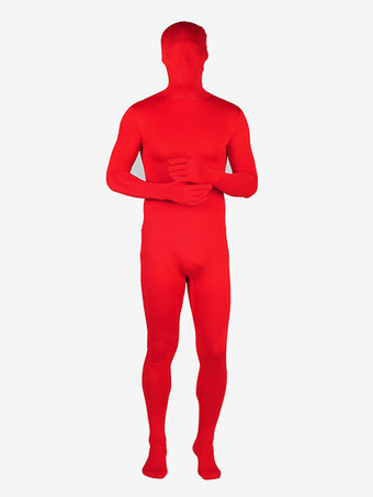 レッド ブラックユニカラー全身タイツスーツフルボディライクラスパンデックスセクシーなライクラジャンプスーツ