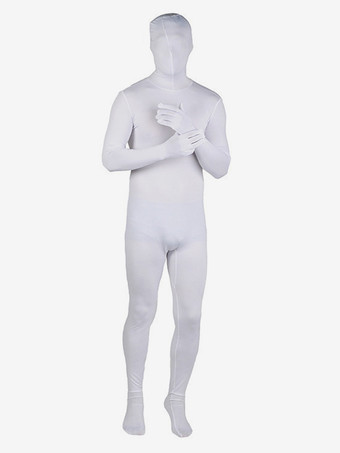 ホワイト ブラックユニカラー全身タイツスーツフルボディライクラスパンデックスセクシーなライクラジャンプスーツ