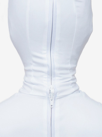 ホワイト全身タイツスーツセクシーなホワイトライクラスパンデックスカラーブロックオープンアイズジャンプスーツコスチューム