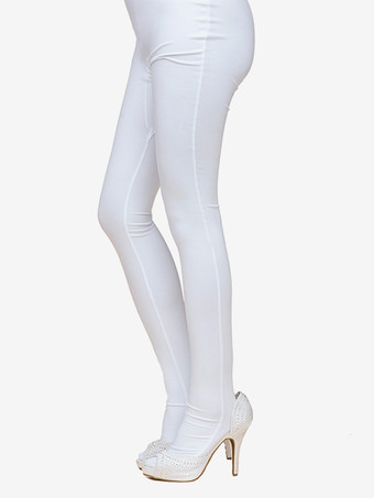 ホワイト全身タイツスーツセクシーなホワイトライクラスパンデックスカラーブロックオープンアイズジャンプスーツコスチューム