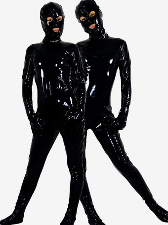 PVC全身タイツ　ユニセックス　大人用　ブラック　目出し　口出し　 ハロウィン