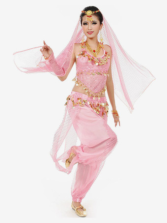 ベリーダンス衣装　コスチューム　ブルー アラビアン 衣装　シフォン　ボリウッド　ダンスドレス　ベール付き　女性用　ハロウィン　2025