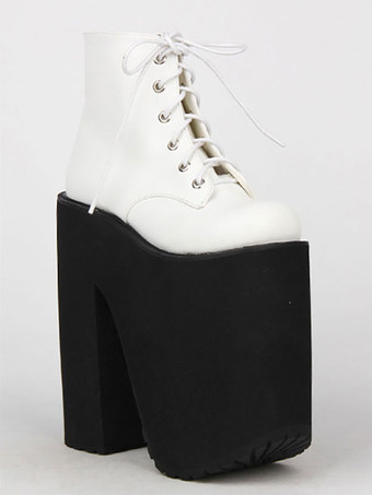 【安心保証】ロリィタフットウェア　丸いつま先　カジュアル　PU　チャンキーヒール　無地