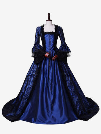 ロイヤルブルー中世 ドレス 女性用 プリンセス 貴族ドレス バーガンディー 長袖 バロック風 パーティー レトロ ヨーロッパ 宮廷風 中世 ドレス・貴族ドレス