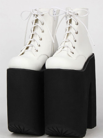 【安心保証】ロリィタフットウェア　丸いつま先　カジュアル　PU　チャンキーヒール　無地