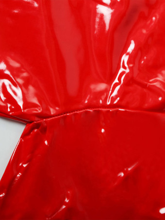 ハロウィンPVCキャットスーツ　レッド　シャイニーメタリック　フルボディスーツ　変装　仮装　歓送迎会　忘年会　余興　ハロウィン　パーティー　2025