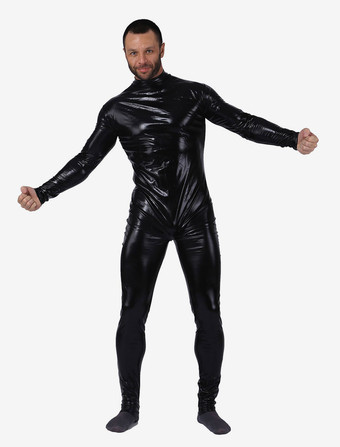 メタリックタイツ シャイニーメタリック ボディスーツ 大人用 シューズなし ハロウィンパーティー ブラック