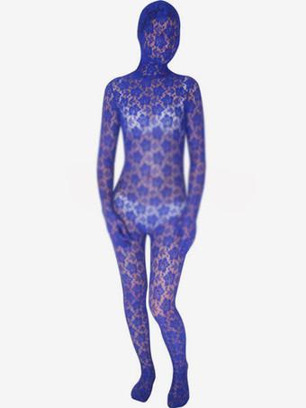 Royal Blue Spandex Lycra Zentai Suit with Open Face