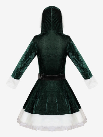 女性のクリスマスチュニック赤いポリエステルファイバーサッシドレスポリエステルカラーブロッククリスマスホリデーコスチューム