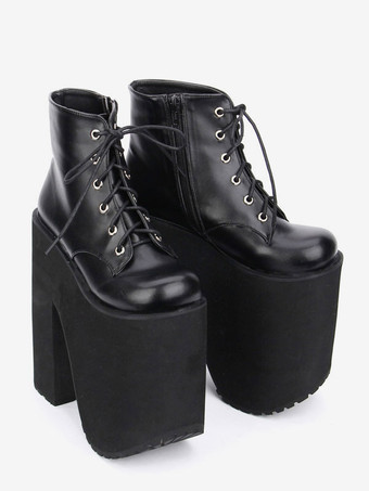 【安心保証】ロリィタフットウェア　丸いつま先　カジュアル　PU　チャンキーヒール　無地