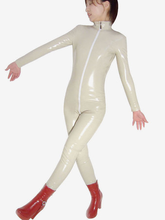 PVC全身タイツ　ホワイト　ユニセックス　レオタード　グローブなし　大人用　 ハロウィン