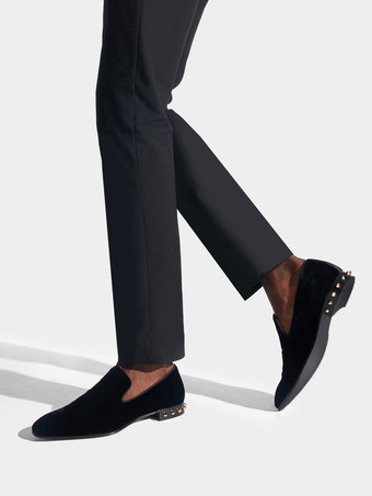 メンズ スパイクヒール ドレス ローファー スリッポン ブラック プロム パーティー ウェディング シューズ