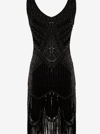 フラッパードレス　2026　グレート・ギャツビー　1920s　タッセル　スリーブレス　チャールストンドレスハロウィン　レディースヴィンテージコスチューム