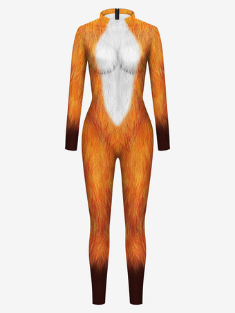 Arancione Tuta animale aderente halloween tuta zentai tuta leopardata da donna body scheletro Halloween spaventoso lycra spandex tuta