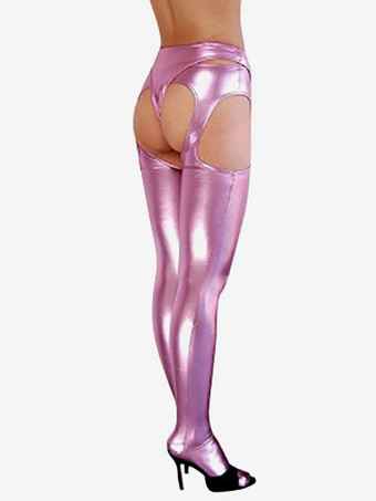 セクシータイツ　ピンク　女性用　大人用　シャイニーメタリック　 ハロウィン