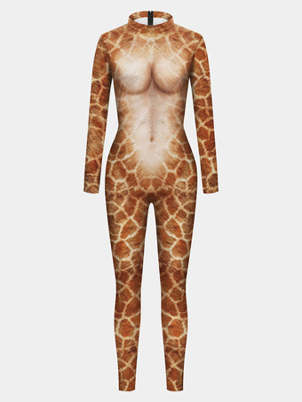 MaculatoTuta animale aderente halloween tuta zentai tuta leopardata da donna body scheletro Halloween spaventoso lycra spandex tuta