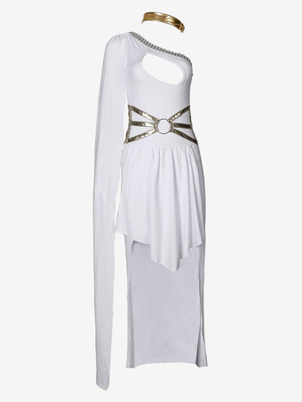 ギリシャの司祭の衣装白いセクシーなポリエステルのドレス女神の衣装