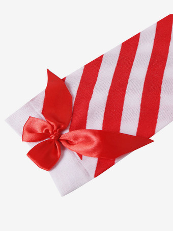 女性サロンストッキング赤ストライプニーハイソックスハロウィンコスプレ衣装アクセサリー