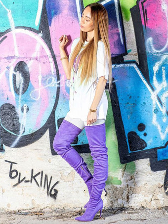 オーバーニーブーツ ポインテッドトゥ ストレッチブーツ サイハイブーツ ハイヒール レディース