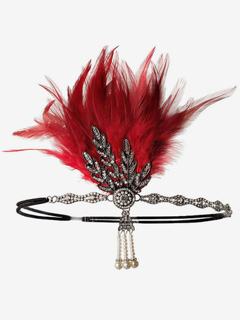 フラッパードレスアクセサリー羽ラインストーンハロウィンブラックフラッパーヘッドバンド1920年代グレートギャツビーアクセサリー