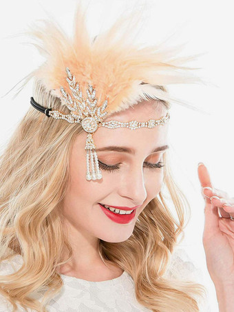 フラッパードレスアクセサリー羽ラインストーンハロウィンブラックフラッパーヘッドバンド1920年代グレートギャツビーアクセサリー