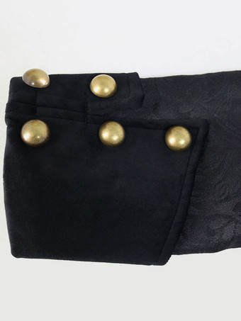 ブラックロングコートヴィンテージトップユーロスタイルフローラルプリント長袖ポリエステルファイバーオーバーコートレトロコスチューム男性用