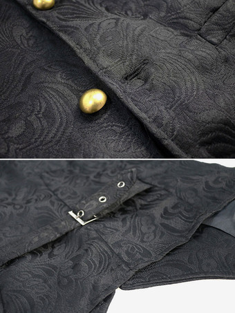 ブルーヴィンテージトップヴィンテージフリルノースリーブポリエステルポリエステル繊維チョッキレトロコスチューム男性用