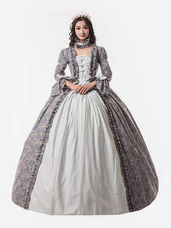 中世 ドレス 女性用 プリンセス 貴族ドレス ベビーブルー 長袖 ヴィクトリア風 ページェント レトロ ヨーロッパ 宮廷風 中世 ドレス・貴族ドレス