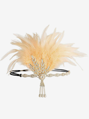 フラッパードレスアクセサリー羽ラインストーンハロウィンブラックフラッパーヘッドバンド1920年代グレートギャツビーアクセサリー