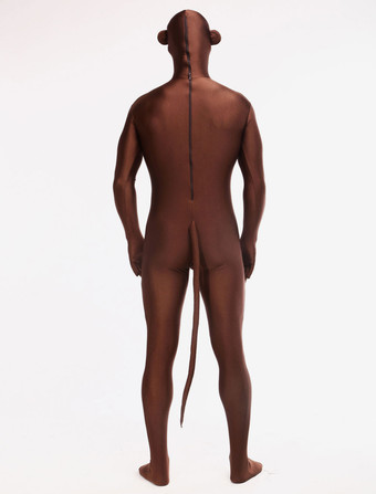 アニマル全身タイツ アニマルゼンタイ　ライクラ・スパンデックス　ダークチョコレートカラー　ユニセックス　フルボディ　サル　アニマル柄　大人用　 ハロウィン