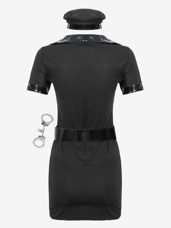 女性のためのハロウィーン軍団コスチューム警官帽子サッシュ手錠ドレス4ピースセットホリデーコスチュームフルセット