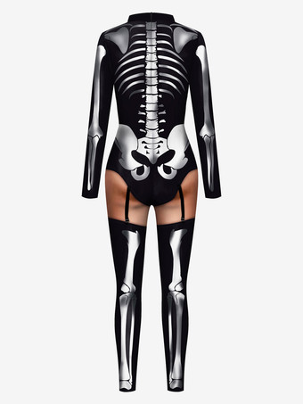 モンスター全身タイツ ハロウィン 女性ハロウィーンジャンプスーツブラックスライバレオタードスケルトンハロウィーン怖いライクラスパンデックスキャットスーツZentai