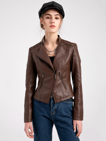PU кожаная мото куртка с высокой талией весенняя байкерская верхняя одежда для женщин