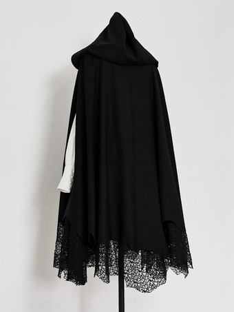 ゴシックロリータポンチョブラックポリエステル冬ロリータポンチョケープアウトウェア