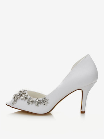 Chaussures mariée blanche décorée de perles talon haut escarpins mariée