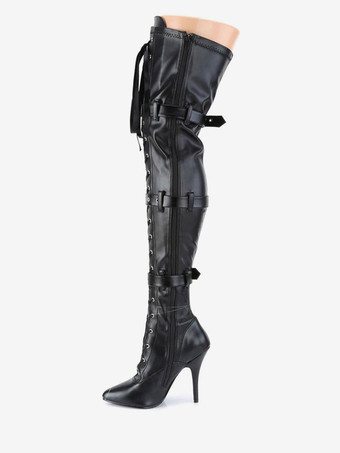 オーバーザニーブーツ ポインテッドトゥ ジッパースパンコールスティレットヒール ハイヒールシューズ セクシー 女性