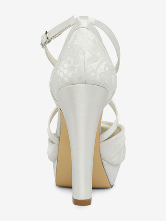 ブライダル パンプス クリスクロス ヴィンテージ チャンキー ヒール ウェディング シューズ プラットフォーム 女性