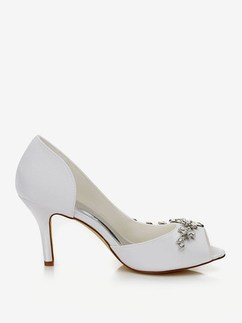 Chaussures mariée blanche décorée de perles talon haut escarpins mariée