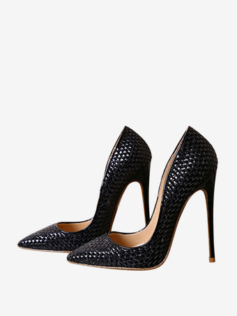 ハイヒール ポインテッドトゥ パンプス PU ゴールド 12cm スリップオン ピンヒール シューズ パンプス レディース靴 結婚式 二次会 通勤用 仕事 キャバ 卒園式 卒園式