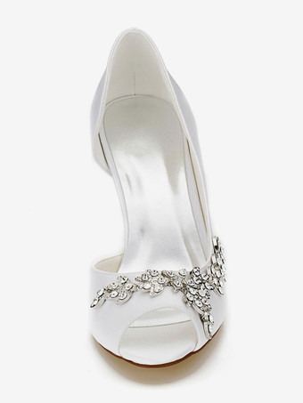 Chaussures mariée blanche décorée de perles talon haut escarpins mariée