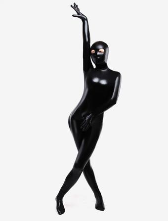 High quality sexy rubber latex full cover bodysuit zentai(open nose)in black  color for women