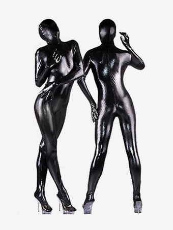 Toussaint Cosplay Costume Combinaison humide Shiny noir Déguisements Halloween