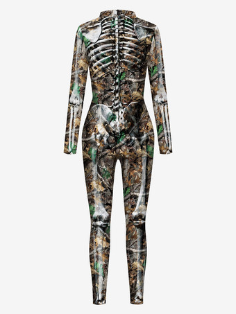 モンスター全身タイツ ハロウィン 女性ハロウィーンジャンプスーツブラックスライバレオタードスケルトンハロウィーン怖いライクラスパンデックスキャットスーツZentai