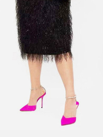 サテンの女性のアンクル ストラップ スリングバック ヒール ブライダル パンプス