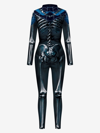 モンスター全身タイツ ハロウィン 女性ハロウィーンジャンプスーツブラックスライバレオタードスケルトンハロウィーン怖いライクラスパンデックスキャットスーツZentai