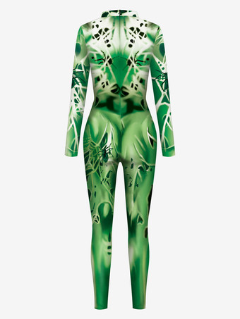 モンスター全身タイツ ハロウィン 女性ハロウィーンジャンプスーツブラックスライバレオタードスケルトンハロウィーン怖いライクラスパンデックスキャットスーツZentai