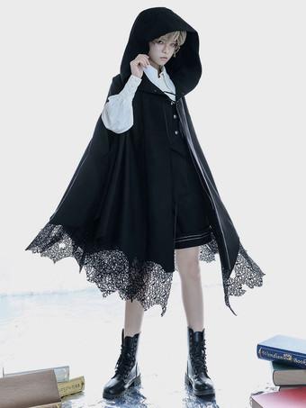 ゴシックロリータポンチョブラックポリエステル冬ロリータポンチョ